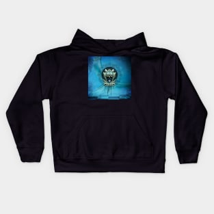 Elegant decorative blue skull with leaves Kids Hoodie